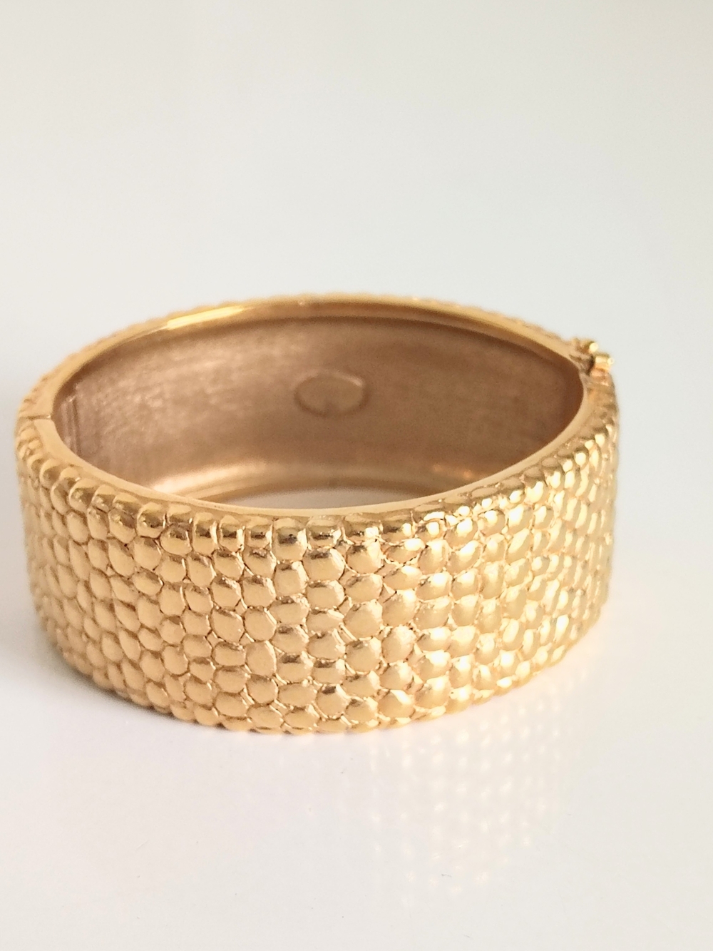 Carolee Gold-Tone Textured Wide Bangle Clamp Bracelet